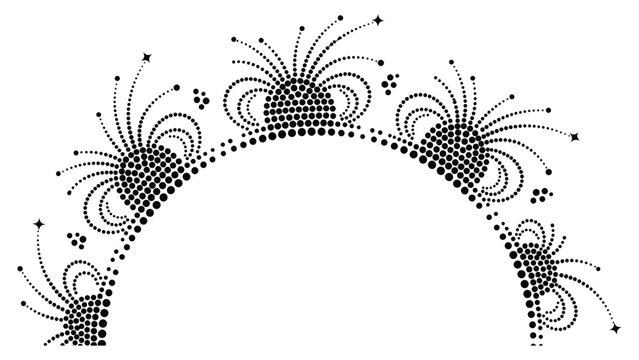 Dot Art Floral Arch Border Pattern Vector Editable for Rhinestone Textile Wedding and Festive Decoration Design