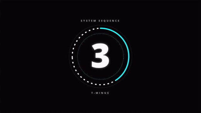 Sci-fi five second circle countdown with glitch distortion, digital system interface animation 4k video