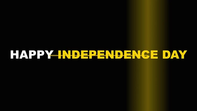 Happy Independence Day Glitch Text Animation on Black Background