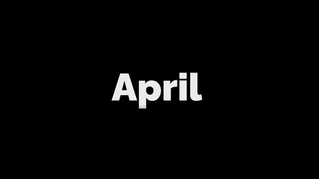 dynamic scroll month january to april text Rolling Animation, motion graphic on transparent background, alpha channel