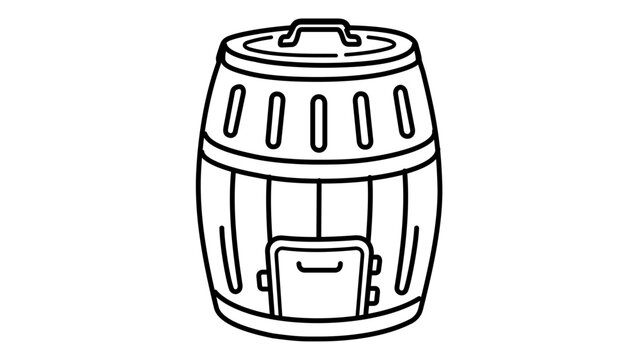 Customizable ventilated outdoor compost bin vector icon illustration with editable stroke, designed for sustainable garden waste management and eco-friendly backyard lawn care branding.