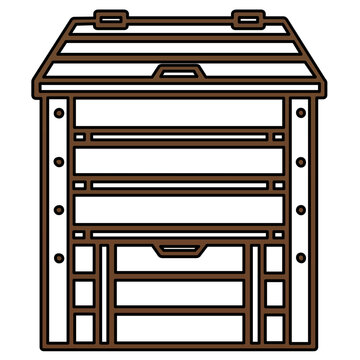 Modern vector icon illustration of a ventilated outdoor compost bin, ideal for promoting sustainable gardening, organic waste recycling, and eco-friendly lawn care in a clean flat style.