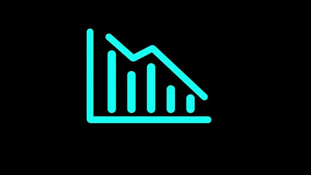business graph on black background.