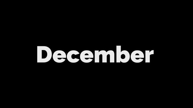 dynamic scroll month january to december text Rolling Animation, motion graphic on transparent background, alpha channel