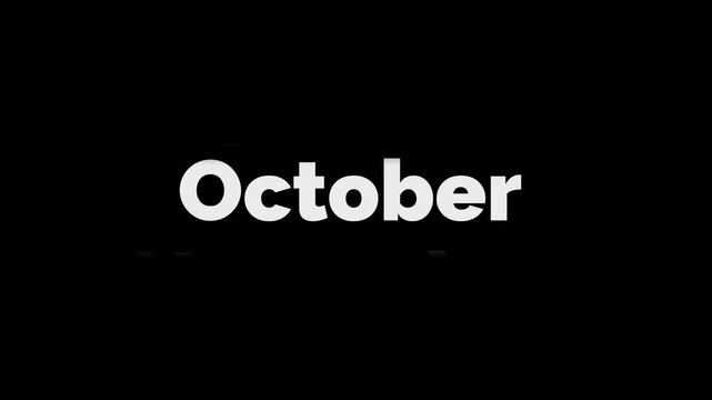 dynamic scroll month january to october text Rolling Animation, motion graphic on transparent background, alpha channel