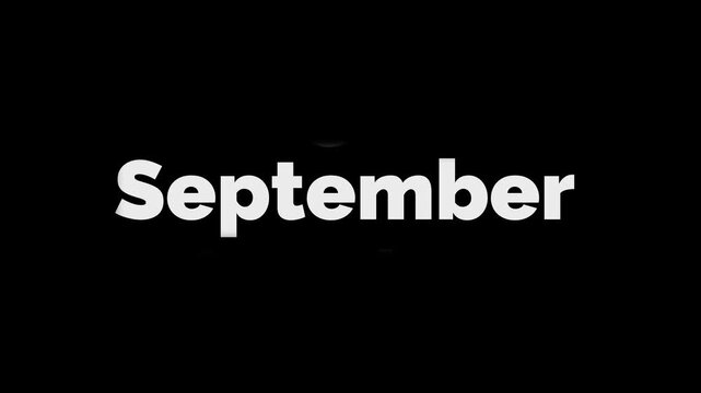 dynamic scroll month january to september text Rolling Animation, motion graphic on transparent background, alpha channel