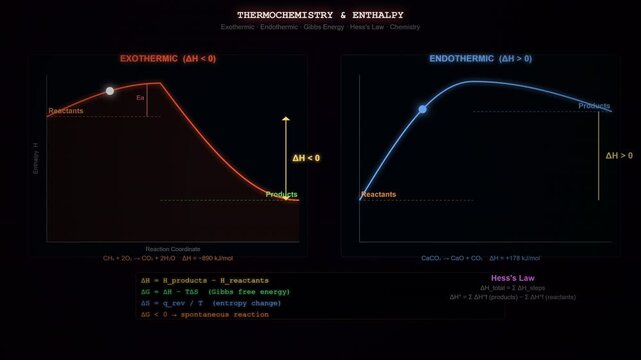 Thermochemistry Animation Showing Enthalpy Changes Exothermic and Endothermic Chemical Reactions