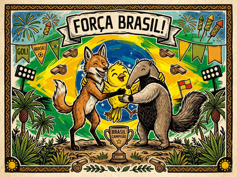 Animals celebrate brasil victory in soccer