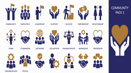 Fototapeta premium Collection of community and business icons flat vector design for social and corporate strategy