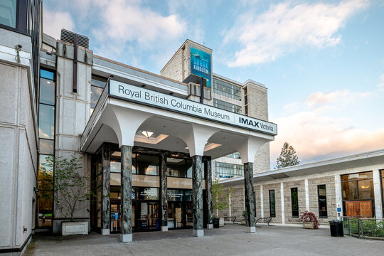 Victoria, British Columbia, Canada - May 14, 2026: Entrance to the Royal British Columbia Museum IMAX Victoria in downtown Victoria.
