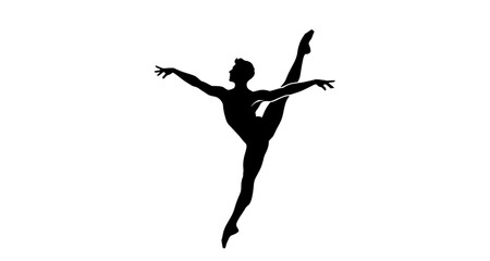 Ballet dancer in mid leap silhouette on transparent background © Mehrun