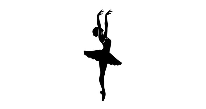 Ballerina dancing pose silhouette on transparent background