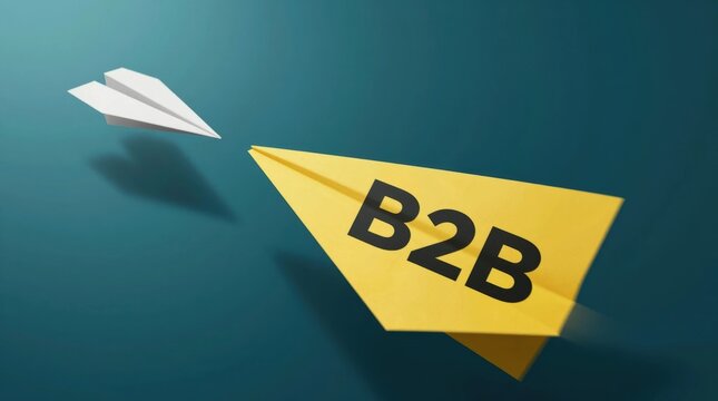 Business messages travel through paper planes in a simple and clear concept of B2B communication