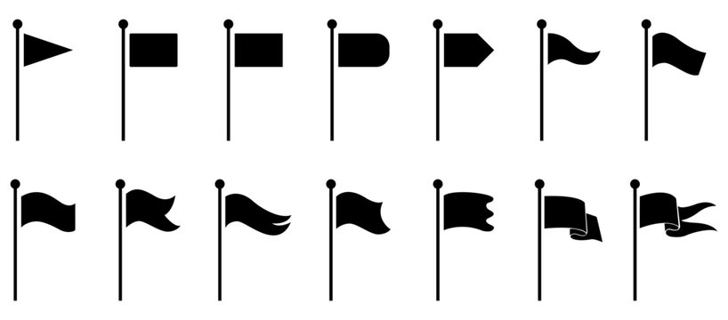 Flag icon Set. Collection of banner, pennant, marker and flag symbols for location, navigation, event, map and signage project.