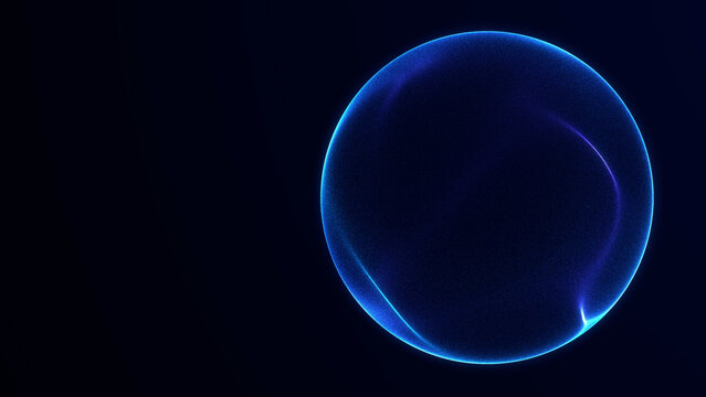 Glowing blue digital orb with subtle particle texture and a deep navy backdrop, designed for technology, cyber, AI, network, science and premium corporate visuals.