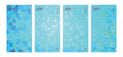 Abstract blue geometric poster template set with overlapping circular rings and curves. © rehmat