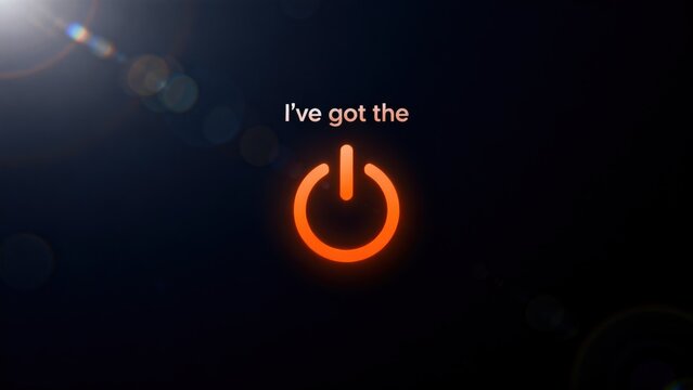 Orange power button with text