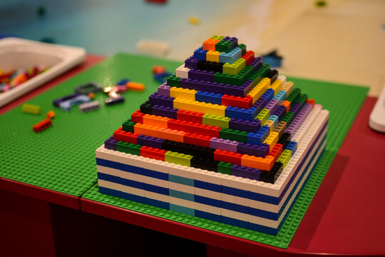Lego construction set. Background made of colorful Lego bricks.