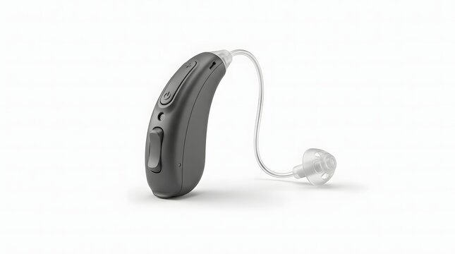 Modern Digital BTE Hearing Aid Medical Device 3D Illustration