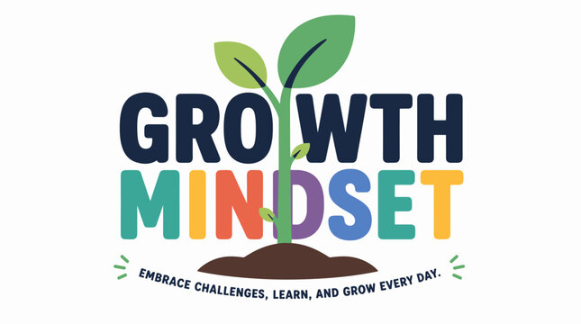 Growth Mindset Concept with Sprouting Plant Logo.
