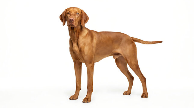A brown dog standing alone.