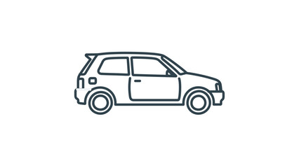 Fototapeta premium Compact urban hatchback line icon with editable stroke. Modern minimalist vector illustration of a city car, ideal for smart mobility, transportation, and sustainable travel concepts.