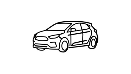 Obraz premium Modern compact urban hatchback vector icon with editable stroke. A clean line illustration of a small city car, perfect for automotive branding, mobile apps, and transportation graphics.