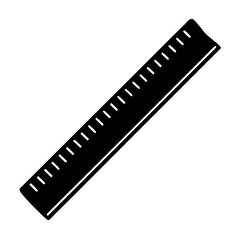 Fototapeta premium Black Plastic Transparent Ruler Measurement Tool Isolated on White Background