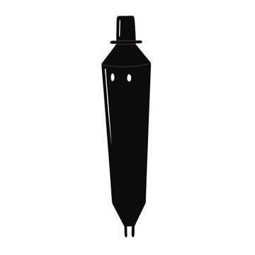 Close-up of Black Electrical Fuse Isolated on White Background with Metal Contacts