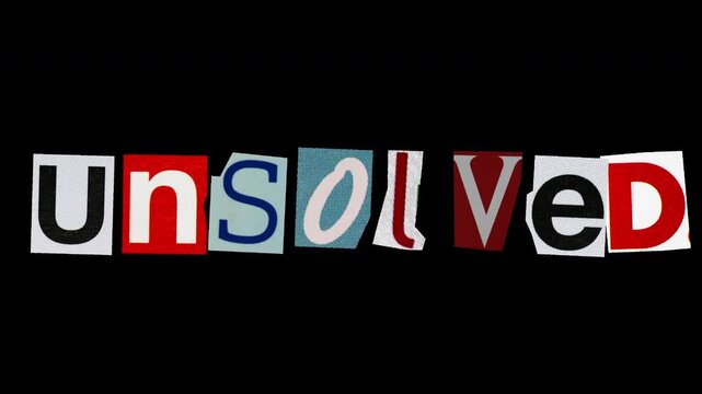 Unsolved text graphic paper cut Stop Motion, magazine collage, ransom note style on transparent background