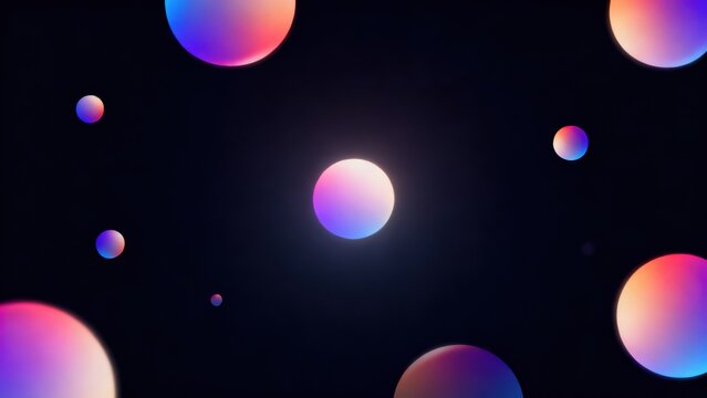 Colorful spheres floating in dark space
