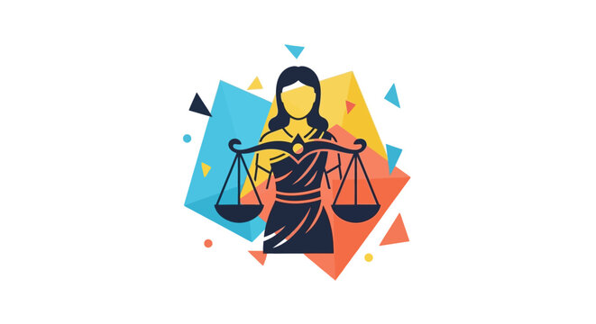 Stylized Illustration of Lady Justice Holding Scales of Law.
