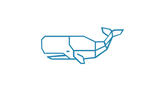 Elegant sperm whale vector icon or illustration shown from a side profile perspective, featuring minimalist clean lines suitable for marine conservation logos, aquatic themes, and educational apps.
