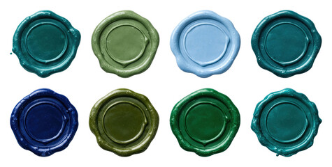 Obraz premium PNG Colorful vintage wax seals on transparent background