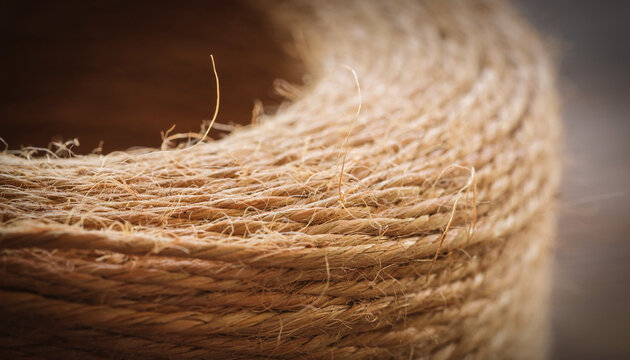 A coiled rope becomes a sandy horizon, where fibers whisper like wind over dunes