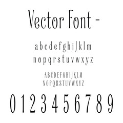 Fototapeta premium Minimalist Narrow Alphabet and Numbers Vector Font