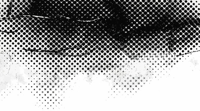 Close-up abstract halftone portrait featuring an eye and facial textures in black and white