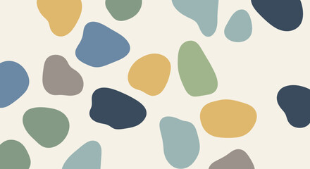 Fototapeta premium Decorative pattern of multi-colored abstract pebble-like organic shapes.