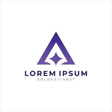 Geometric letter A logo with star negative space, a sharp modern mark for technology, agency, finance, education, or premium startup branding.