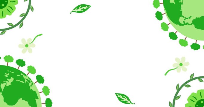 Copy space animation with green natural ornament decoration typical of Earth Day