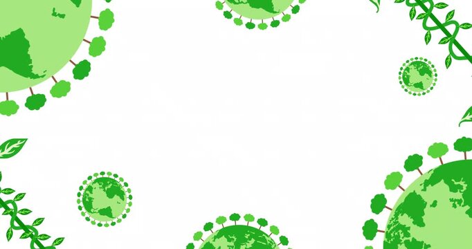 Copy space animation with green natural ornament decoration typical of Earth Day