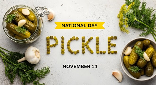 National pickle day concept with pickles in a jar and a bowl