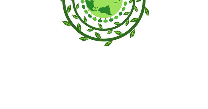 Copy space animation with green natural ornament decoration typical of Earth Day