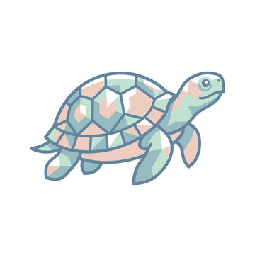 Colorful turtle side view illustration.