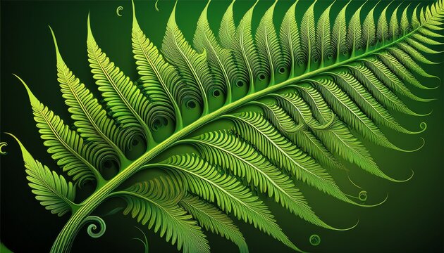 Detailed Fern Leaf With Fibonacci Sequence