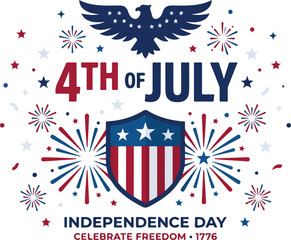 Patriotic 4th of july celebration with eagle shield and fireworks © Oase Studio