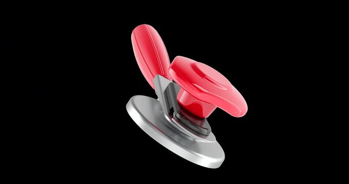 Manual can seamer rotation animation seamlessly loopable. 3D rendering isolated on transparent background