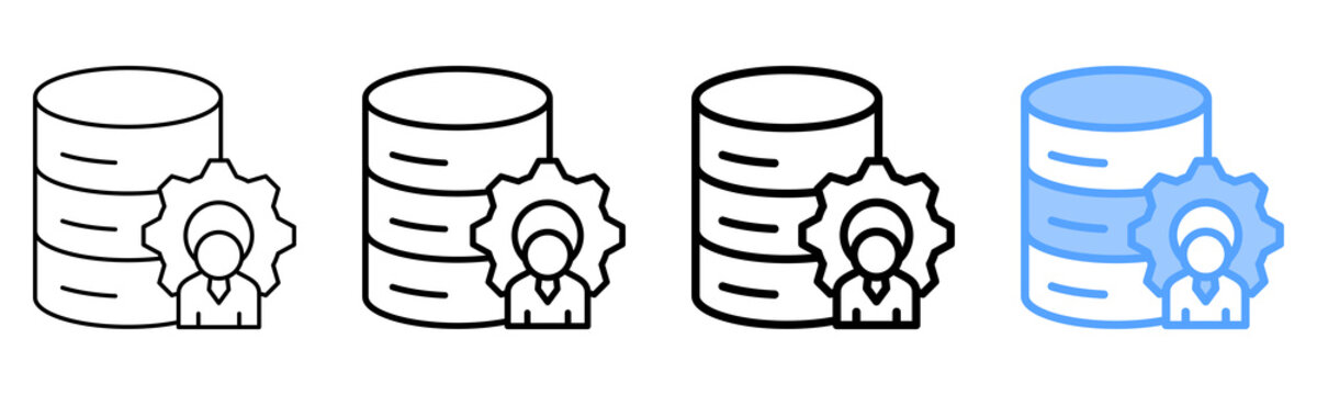 Data Management Different Style Outline Collection Set Icon