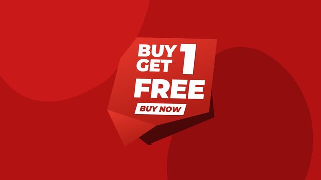 Red Buy One Get One Free Promo Banner Template with Buy Now Button Design