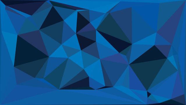 Mesmerizing blue low-polygon abstract pattern creating a sophisticated geometric backdrop, perfect for technology-themed presentations and contemporary digital art, conveying depth.